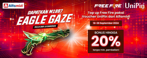 Booyah dengan M1887 EAGLE GLAZE Mulai dari 19 Diamonds - Top Up FF Pakai Voucher UniPin dari Alfamidi BONUS hingga 20% UniPin Credits!
